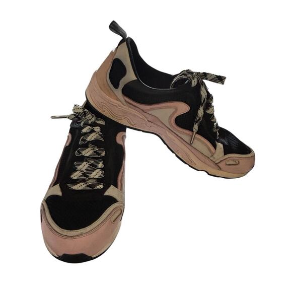 SANDRO Flame Leather & Mesh Sneakers US 8 Layered Lace Up Pink Black - Picture 1 of 7